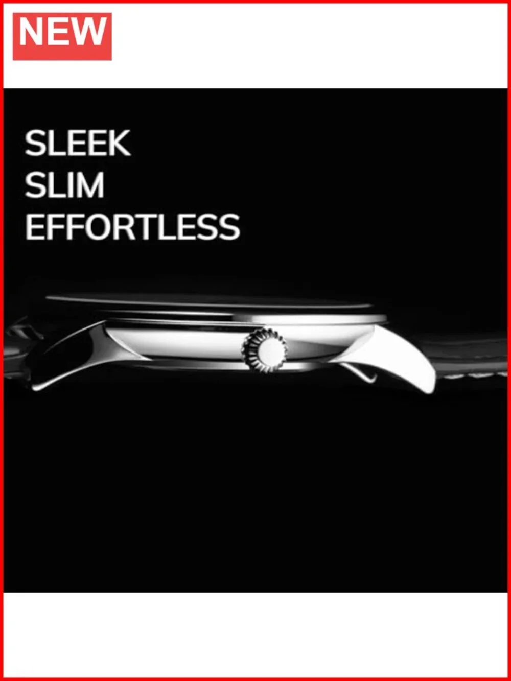 Men's Ultra Slim Dress Watch with Genuine Leather Strap, 40mm Case